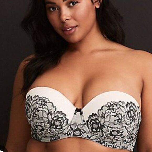 Torrid Black & White Lace Print Microfiber Push-Up Multi-Way Bra - Picture 1 of 7